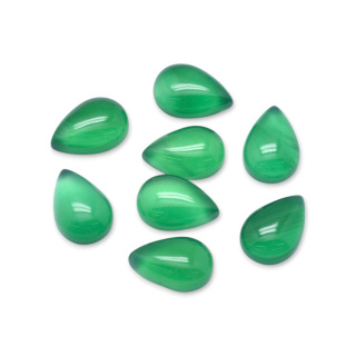 Green onyx teardrop cabochon 10x7 mm 1 pc