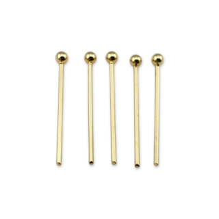 Pins with ball stainless steel 18x0.7 mm 10pcs gold plated