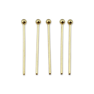 Pins with ball stainless steel 20x0.7 mm 10pcs gold plated