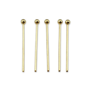 Pins with ball stainless steel 25x0.7 mm 10pcs gold plated