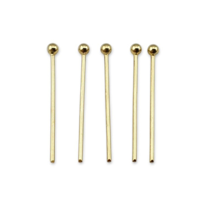 Pins with ball stainless steel 25x0.7 mm 10pcs gold plated