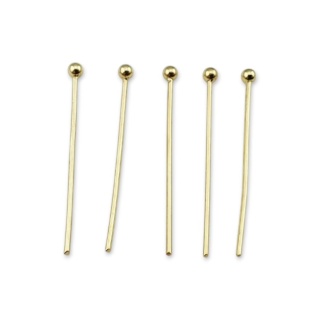 Pins with ball stainless steel 40x0.7 mm 10pcs gold plated