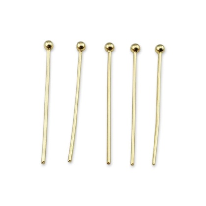 Pins with ball stainless steel 40x0.7 mm 10pcs gold plated