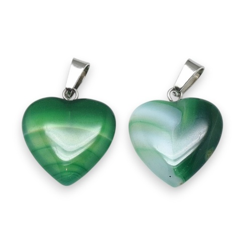 Green agate heart pendant 18-20 mm 1 pc Green agate heart pendant 18-20 mm 1 pc