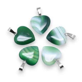 Green agate heart pendant 18-20 mm 1 pc