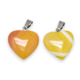 Yellow agate heart pendant 18-20 mm 1 pc