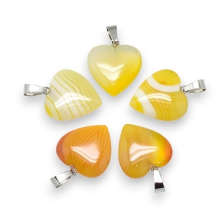 Yellow agate heart pendant 18-20 mm 1 pc