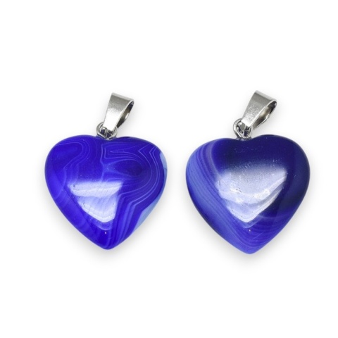 Navy blue agate heart pendant 18-20 mm 1 pc