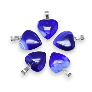 Navy blue agate heart pendant 18-20 mm 1 pc