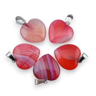 Pink agate heart pendant 18-20 mm 1 pc