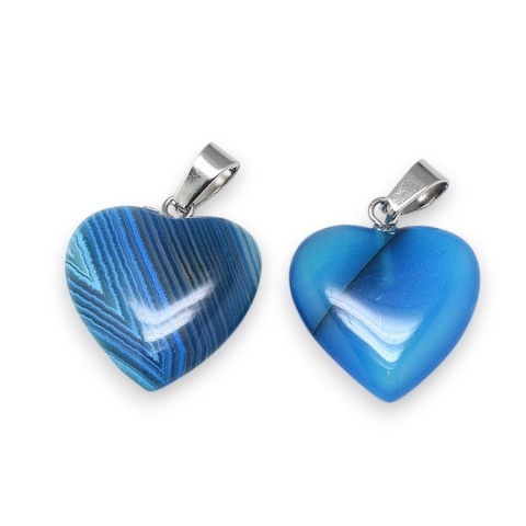 Blue agate heart pendant 18-20 mm 1 pc