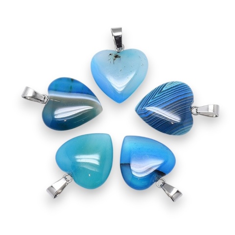 Blue agate heart pendant 18-20 mm 1 pc