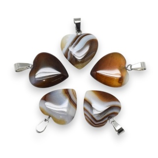 Brown agate heart pendant 18-20 mm 1 pc