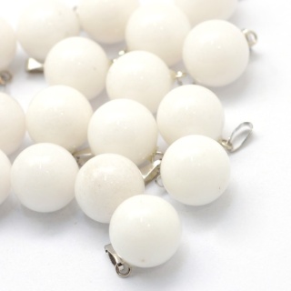 White jade pendant ball 14-15 mm 1 pc