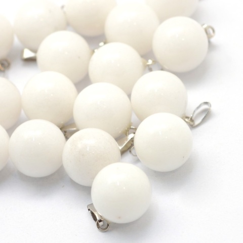 White jade pendant ball 14-15 mm 1 pc