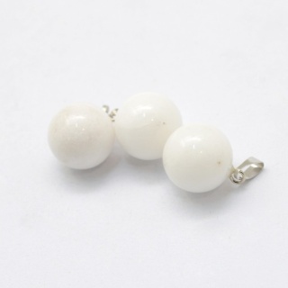 White jade pendant ball 14-15 mm 1 pc
