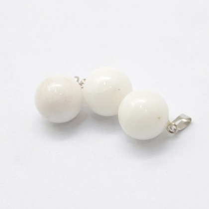 White jade pendant ball 14-15 mm 1 pc