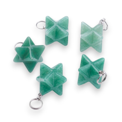Green aventurine merkaba pendant 20 mm 1 pc Green aventurine merkaba pendant 20 mm 1 pc