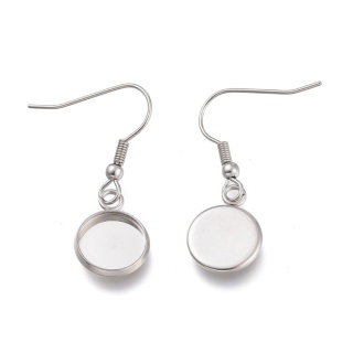 Earwires with cabochon setting stainless steel 10 mm 2 pcs