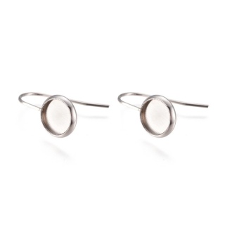 Ear hook with cabochon setting stainless steel 8 mm 2 pcs