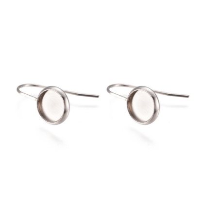Ear hook with cabochon setting stainless steel 8 mm 2 pcs