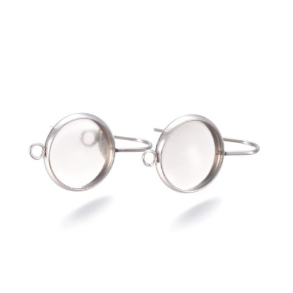 Ear hook with cabochon setting and eyelet stainless steel 12 mm 2 pcs