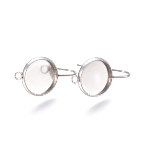 Ear hook with cabochon setting and eyelet stainless steel 12 mm 2 pcs Ear hook with cabochon setting and eyelet stainless steel 12 mm 2 pcs