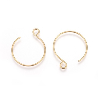 Round stainless steel earwires 22x18 mm 4 pcs gold color IP coating