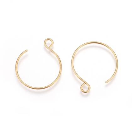 Round stainless steel earwires 22x18 mm 4 pcs gold color IP coating