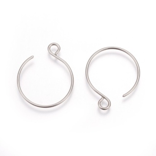 Round stainless steel earwires 22x18 mm 4 pcs