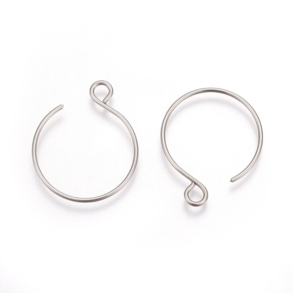 Round stainless steel earwires 22x18 mm 4 pcs