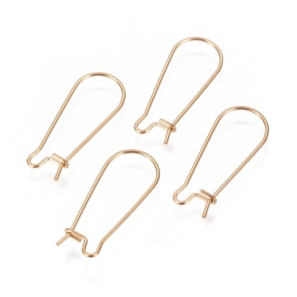 Earrings findings stainless steel 25x10 mm 4 pcs gold color IP coating