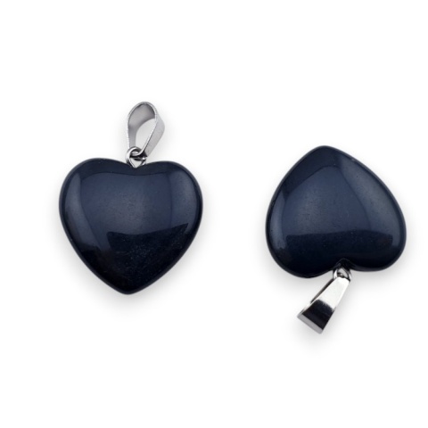 Black river stone heart pendant 18-20 mm 1 pc Black river stone heart pendant 18-20 mm 1 pc