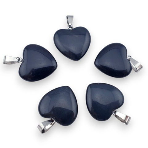 Black river stone heart pendant 18-20 mm 1 pc Black river stone heart pendant 18-20 mm 1 pc