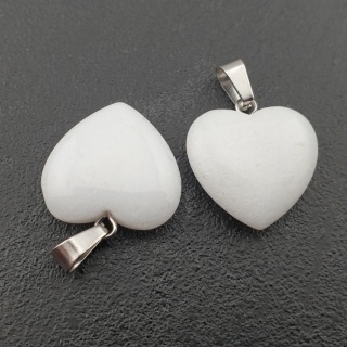 White jadeite heart pendant 18-20 mm 1 pc