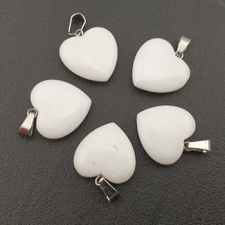 White jadeite heart pendant 18-20 mm 1 pc
