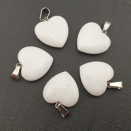 White jadeite heart pendant 18-20 mm 1 pc