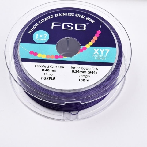 Japanese round nylon coated steel wire 0.4 mm 2 m purple Japanese round nylon coated steel wire 0.4 mm 2 m purple