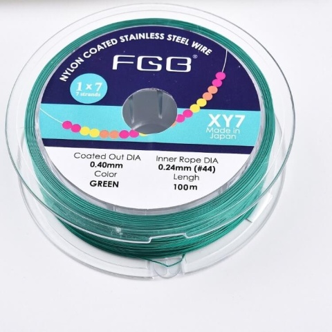 Japanese round nylon coated steel wire 0.4 mm 2 m green Japanese round nylon coated steel wire 0.4 mm 2 m green