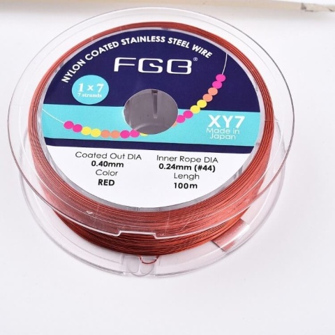 Japanese round nylon coated steel wire 0.4 mm 2 m red