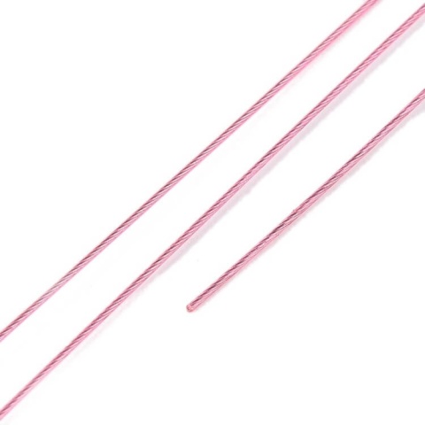 Japanese round nylon coated steel wire 0.4 mm 2 m pink Japanese round nylon coated steel wire 0.4 mm 2 m pink