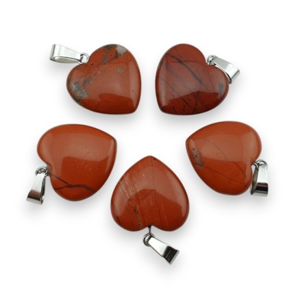 Red jasper heart pendant 18-20 mm 1 pc