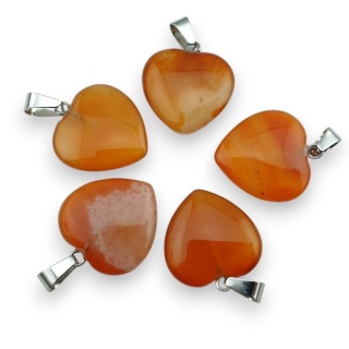 Carnelian heart pendant 18-20 mm 1 pc