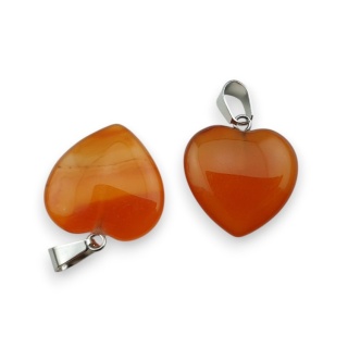 Carnelian heart pendant 18-20 mm 1 pc