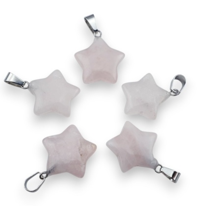 Rose quartz star pendant 18-20 mm 1 pc