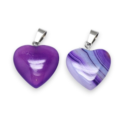 Purple agate heart pendant 18-20 mm 1 pc Purple agate heart pendant 18-20 mm 1 pc
