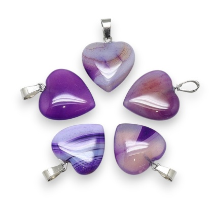 Purple agate heart pendant 18-20 mm 1 pc