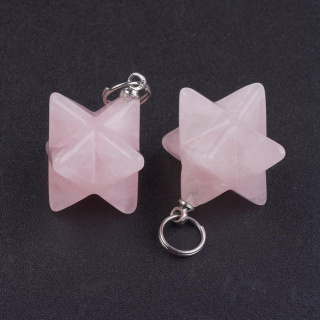 Rose quartz merkaba pendant 20 mm 1 pc