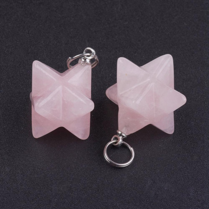 Rose quartz merkaba pendant 20 mm 1 pc