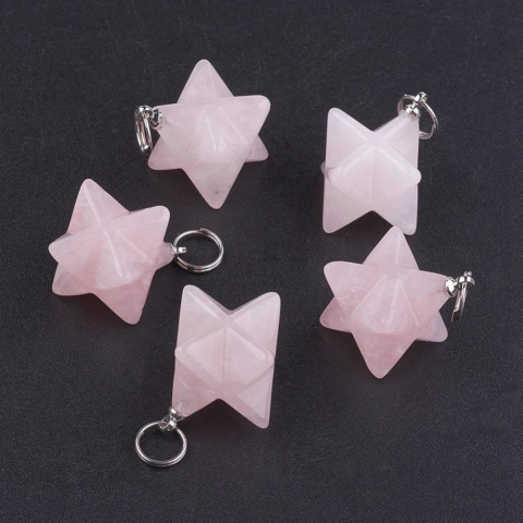 Rose quartz merkaba pendant 20 mm 1 pc Rose quartz merkaba pendant 20 mm 1 pc